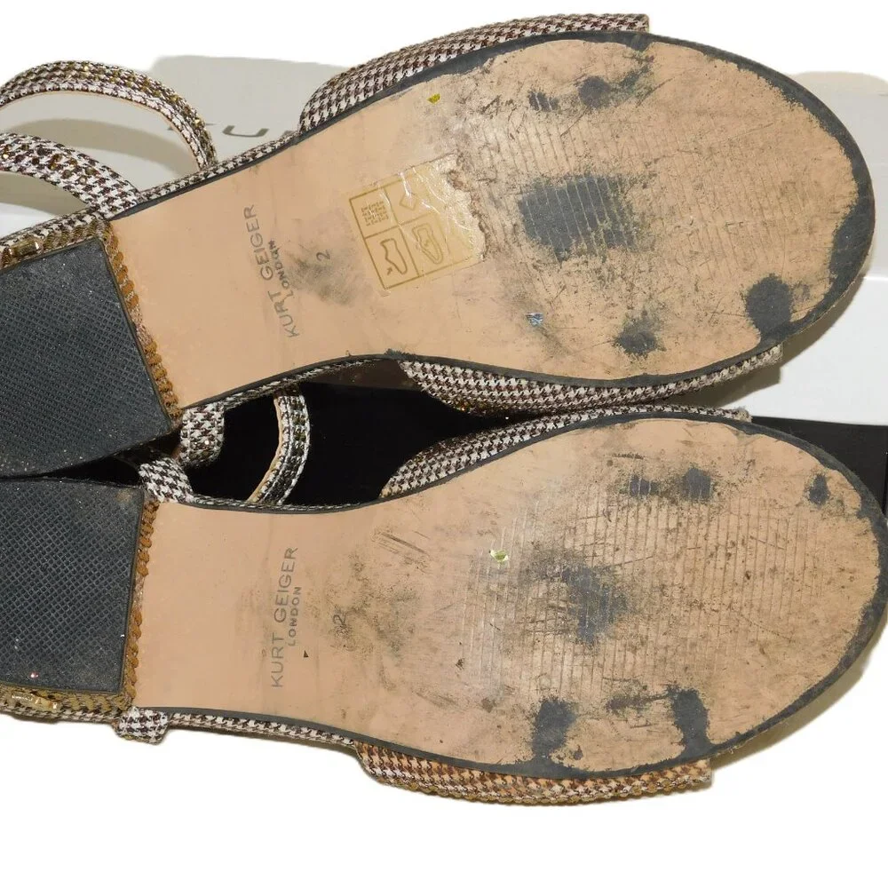 Kurt Geiger London Mini Kensington Block Heel Sandal Girls Size 2 Gold Glitz